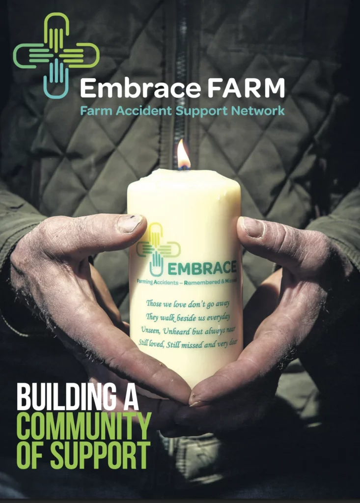 Embrace FARM network logo promoting support for farming accidents